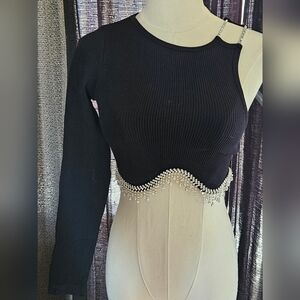 NWT ZARA Rhinestone Asemecutual Top